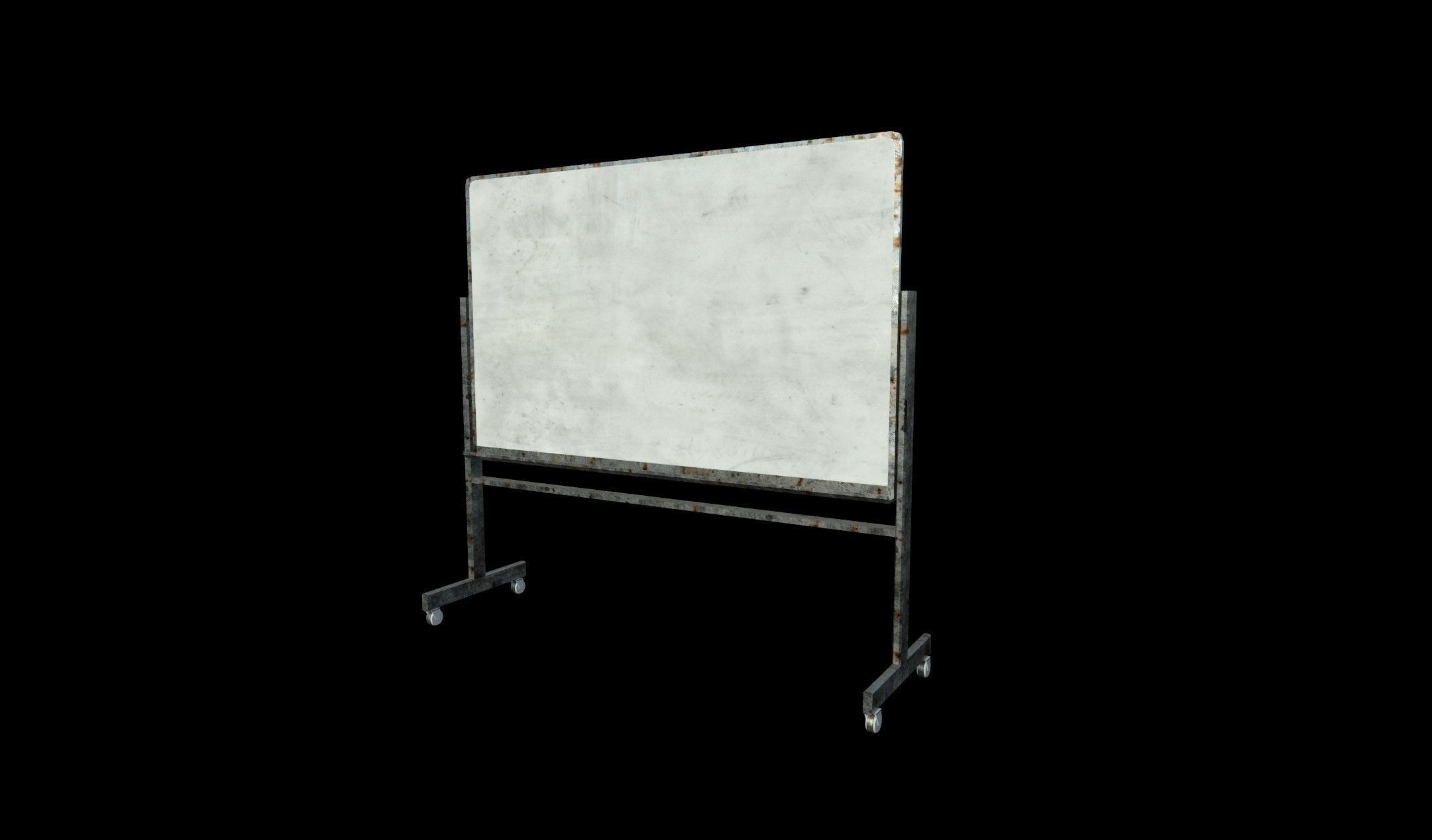 Whiteboard with stand - PBR - Dirty Textured Low-poly 3D model_7