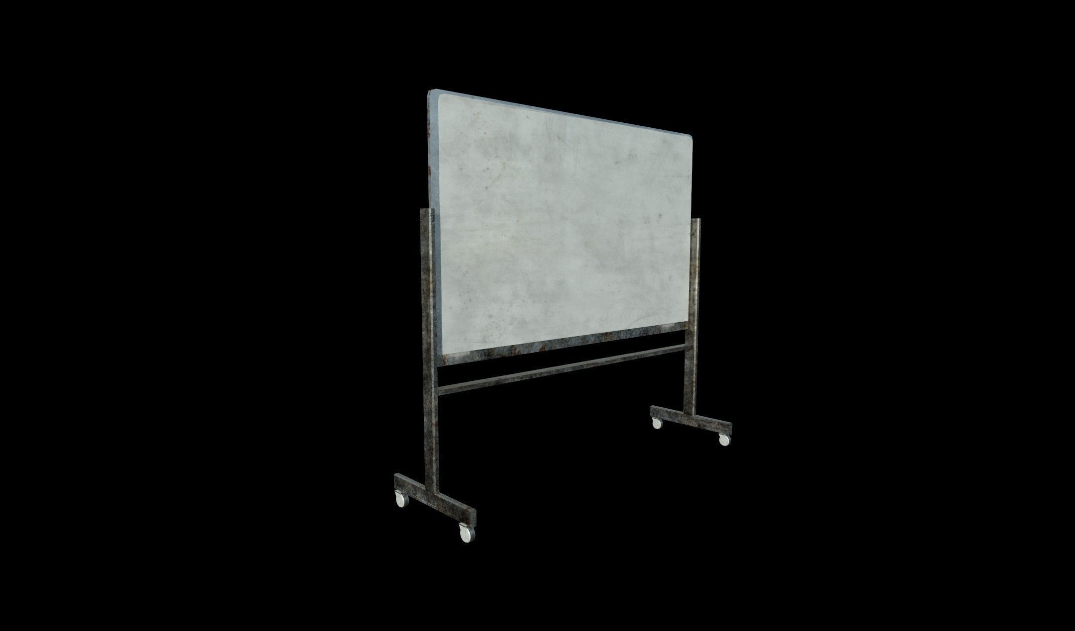 Whiteboard with stand - PBR - Dirty Textured Low-poly 3D model_5