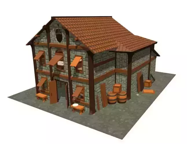 Simple Poly Medieval Tavern Lowpoly