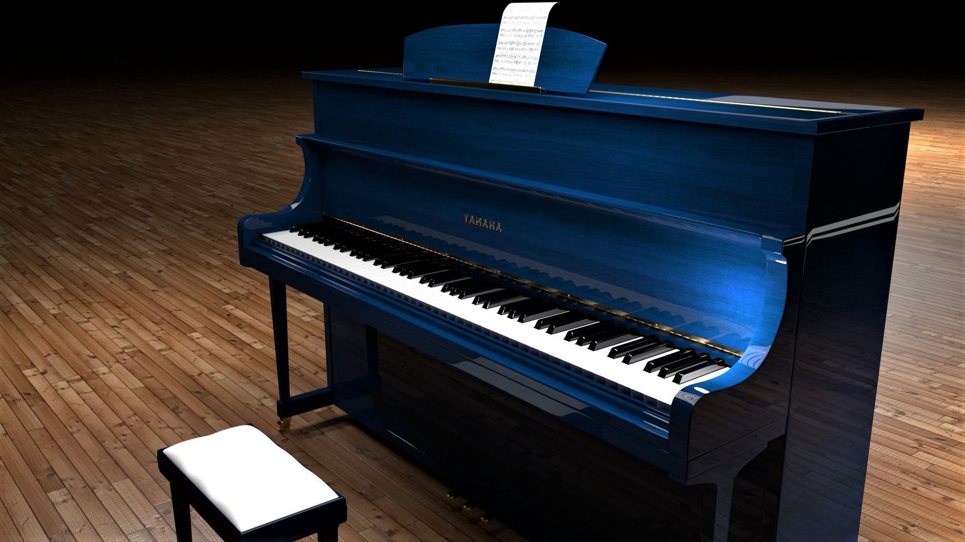 Piano with stool 3D model_1