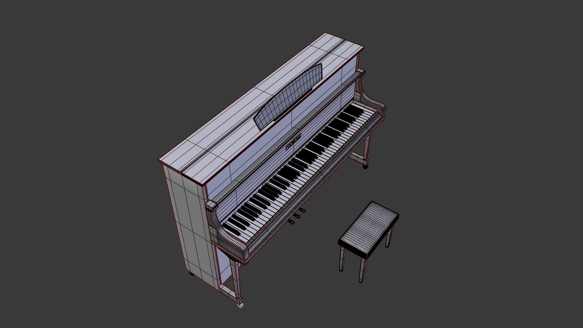 Piano with stool 3D model_10