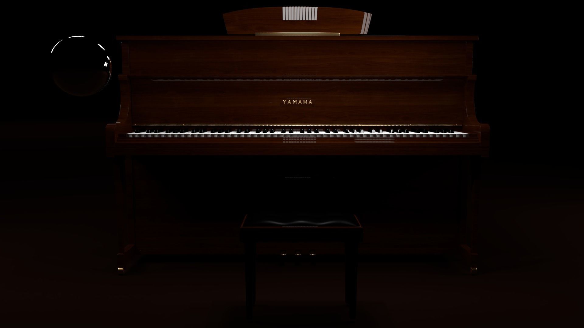 Piano with stool 3D model_4