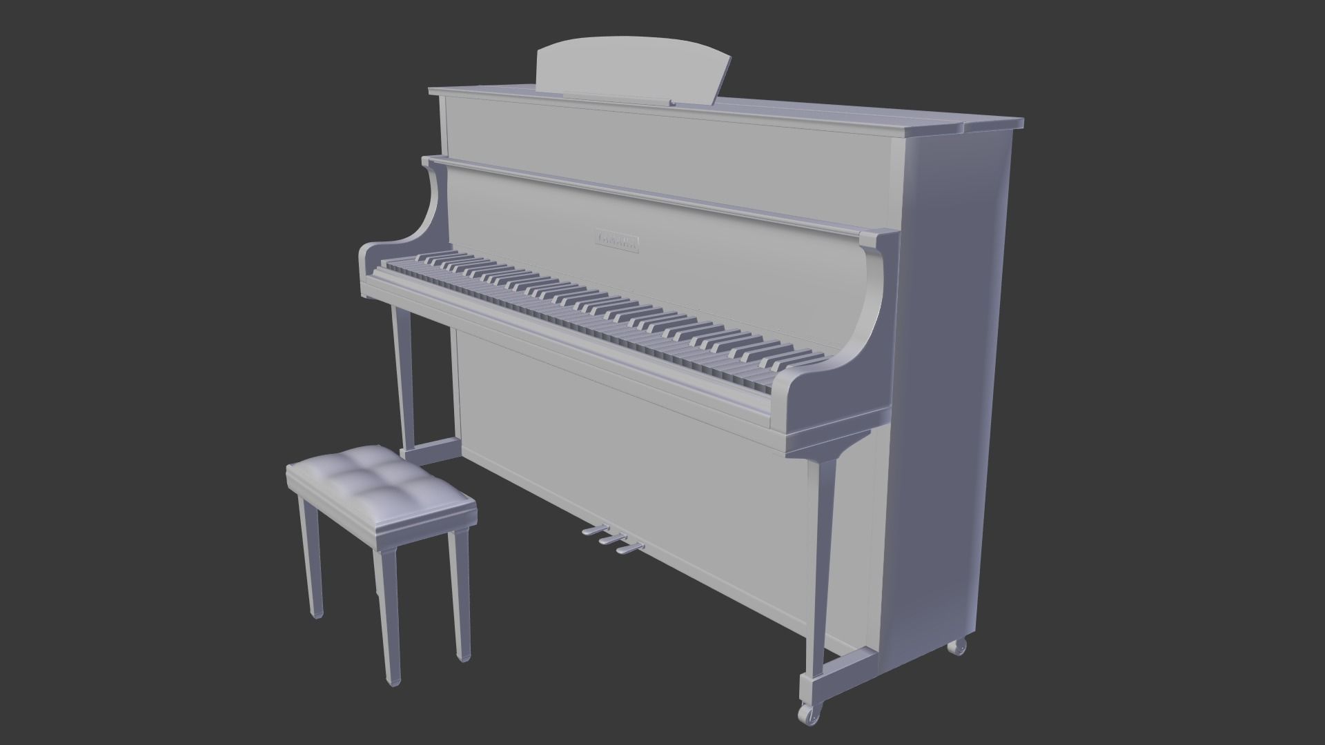 Piano with stool 3D model_7