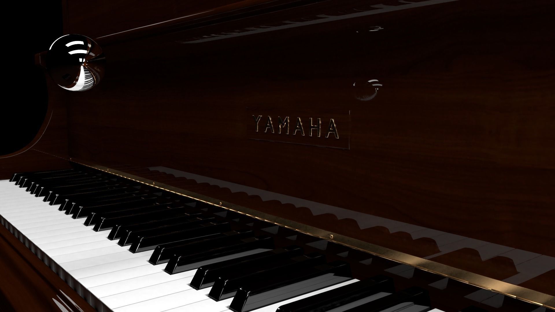 Piano with stool 3D model_5