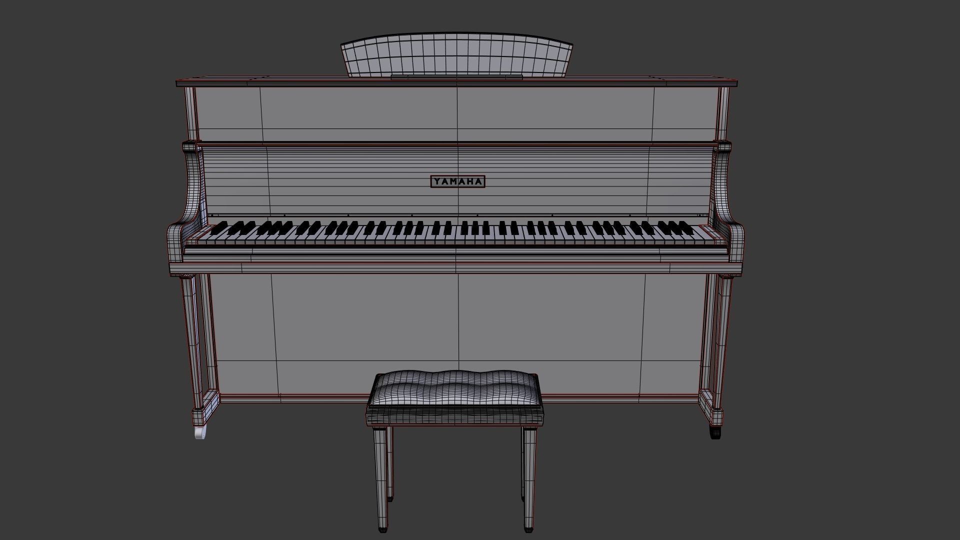 Piano with stool 3D model_11