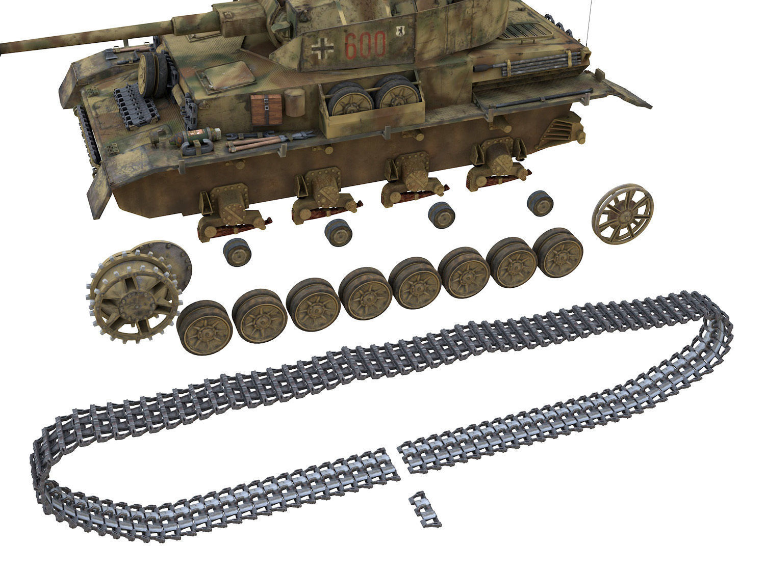 PzKpfw IV - Panzer 4 - Ausf H - 600 3D model_12