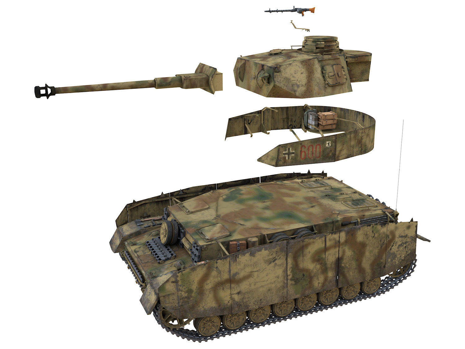 PzKpfw IV - Panzer 4 - Ausf H - 600 3D model_11