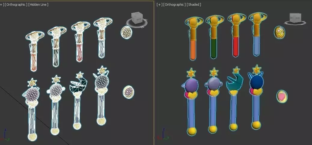 pens and medallions from sailor moon VR - AR - low-poly 3D model Low-poly 3D model