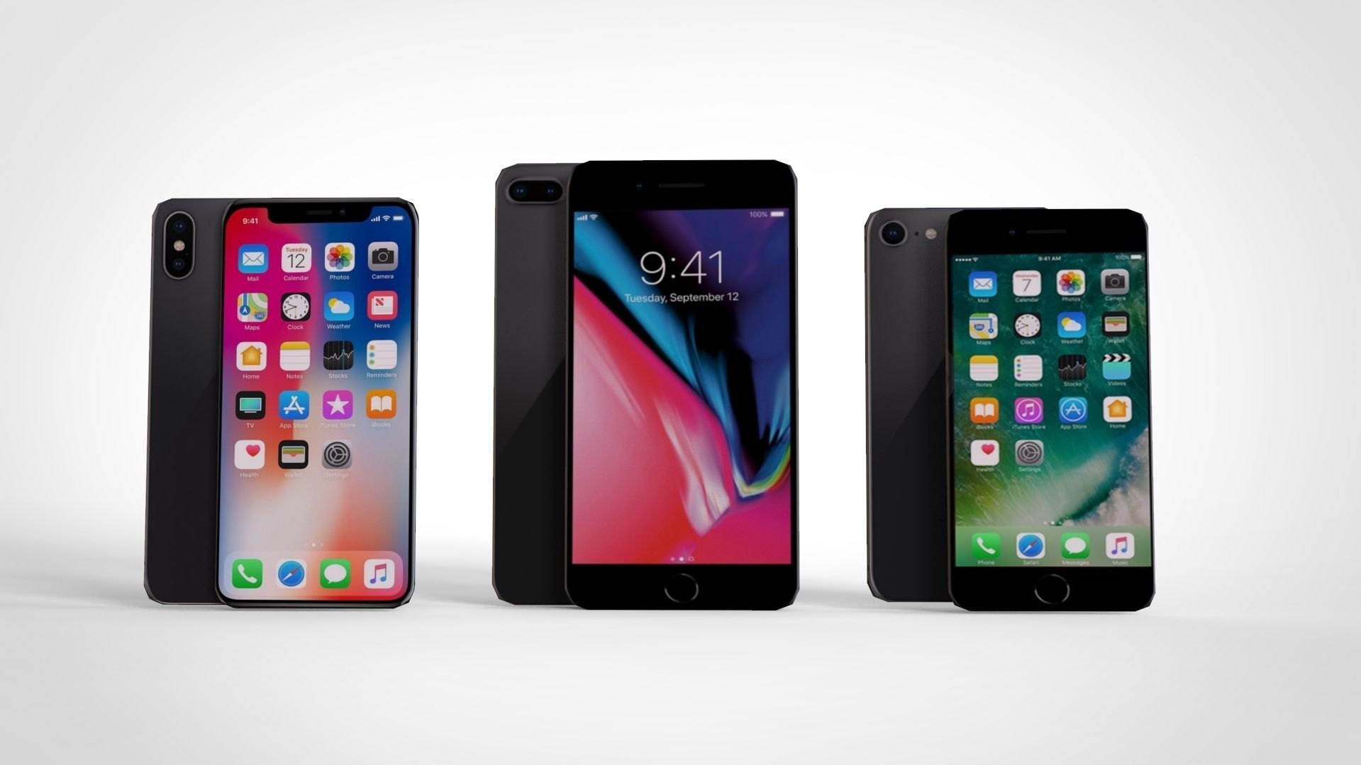 Iphone X Iphone 8 plus Iphone 8 low Poly 3D model Low-poly 3D model_1