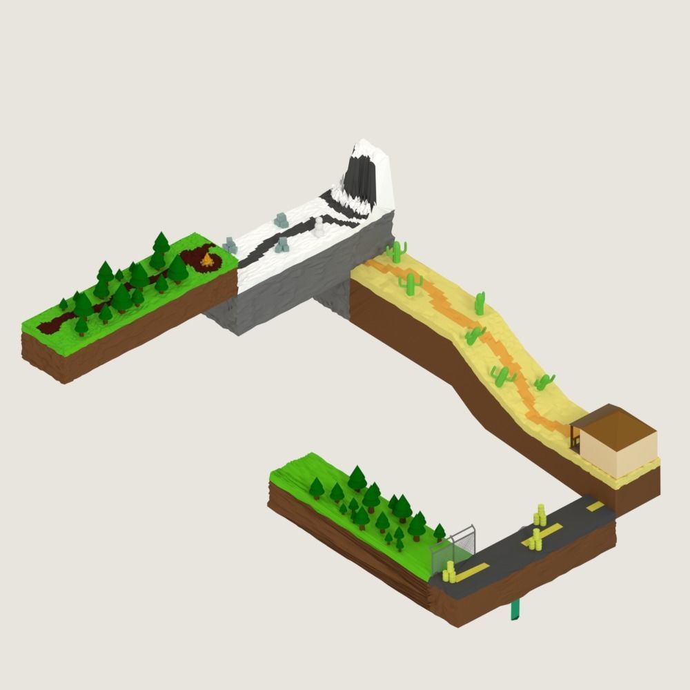 Isometric Optical Illusion Low-poly 3D model_6