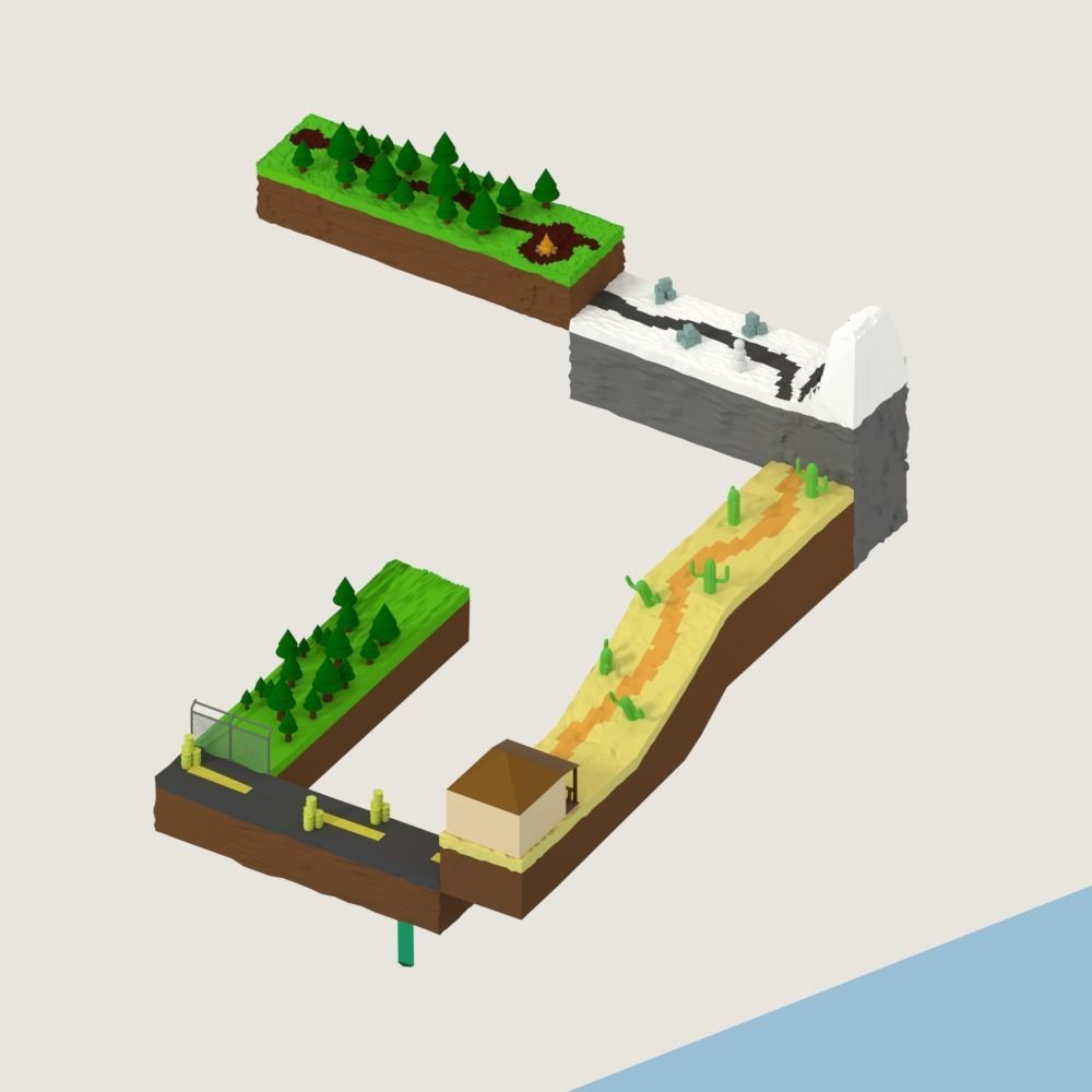 Isometric Optical Illusion Low-poly 3D model_5
