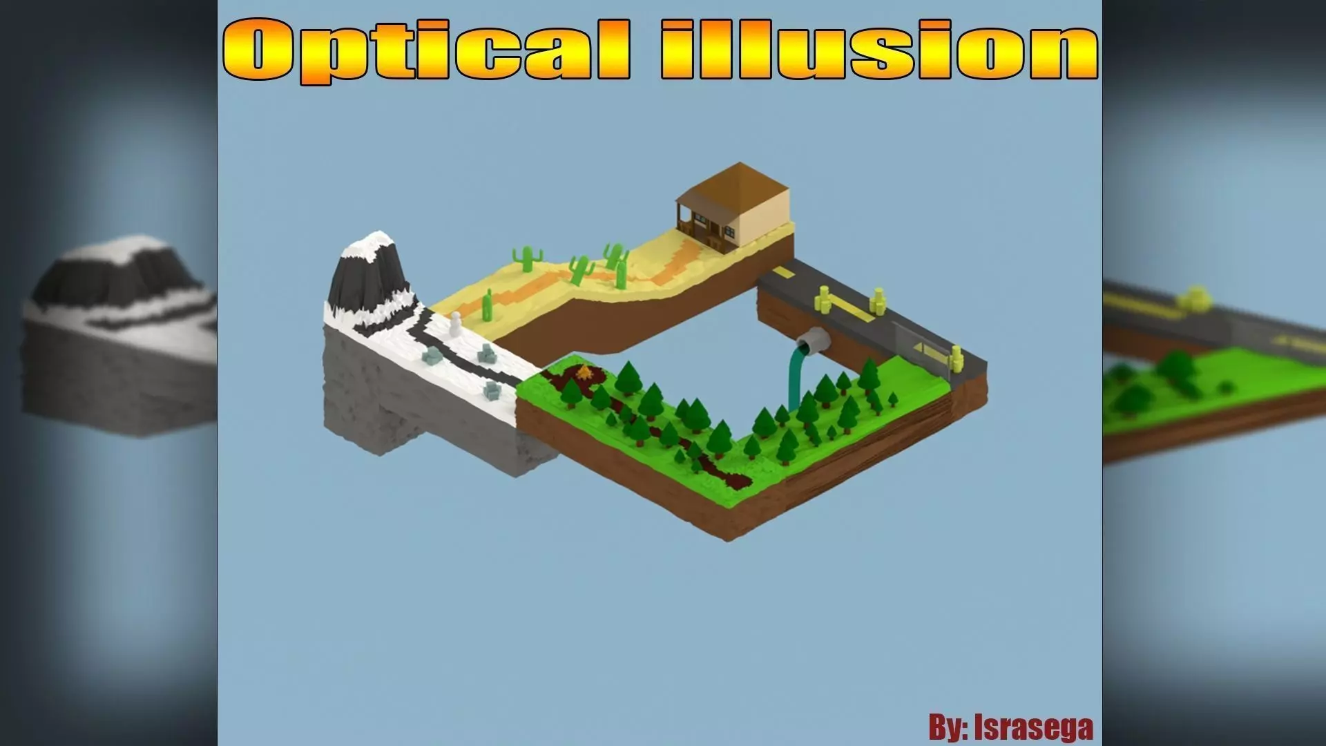 Isometric Optical Illusion Low-poly 3D model_0