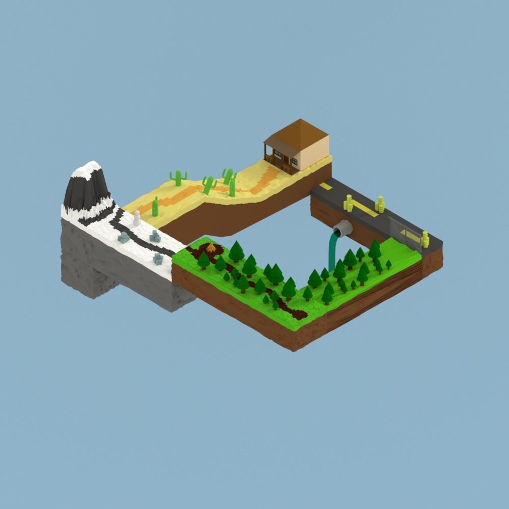 Isometric Optical Illusion Low-poly 3D model_1