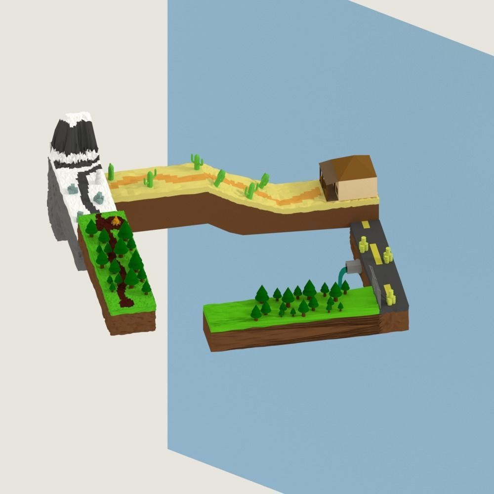 Isometric Optical Illusion Low-poly 3D model_7