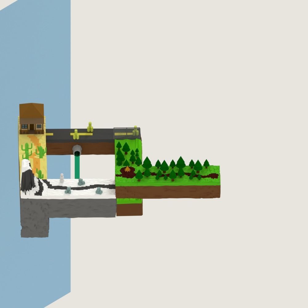 Isometric Optical Illusion Low-poly 3D model_3