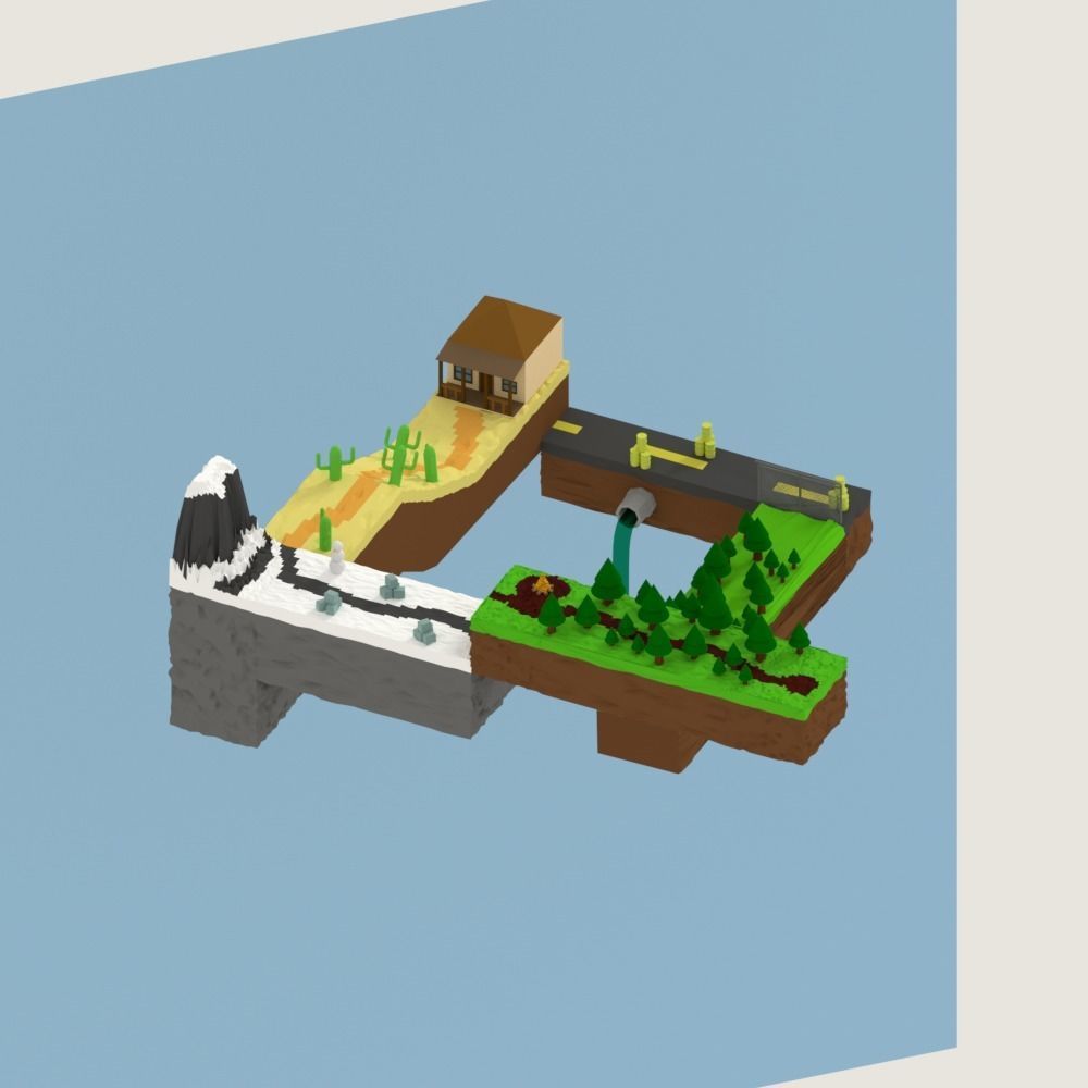 Isometric Optical Illusion Low-poly 3D model_2