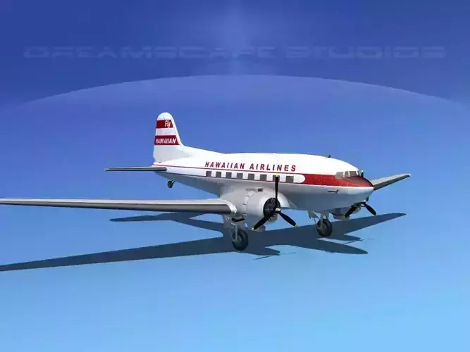 Douglas DC-3 Hawaiian Airlines 3D model