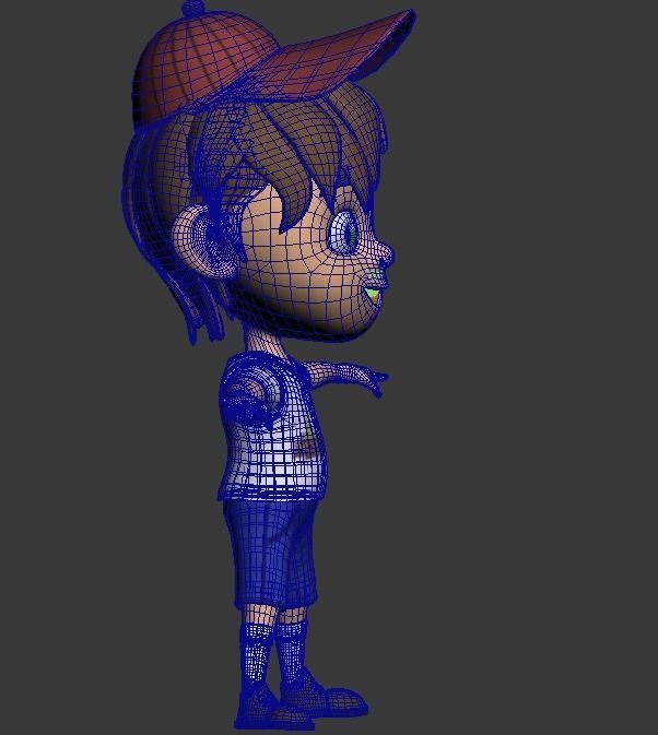 cartoon boy Low-poly 3D model_3