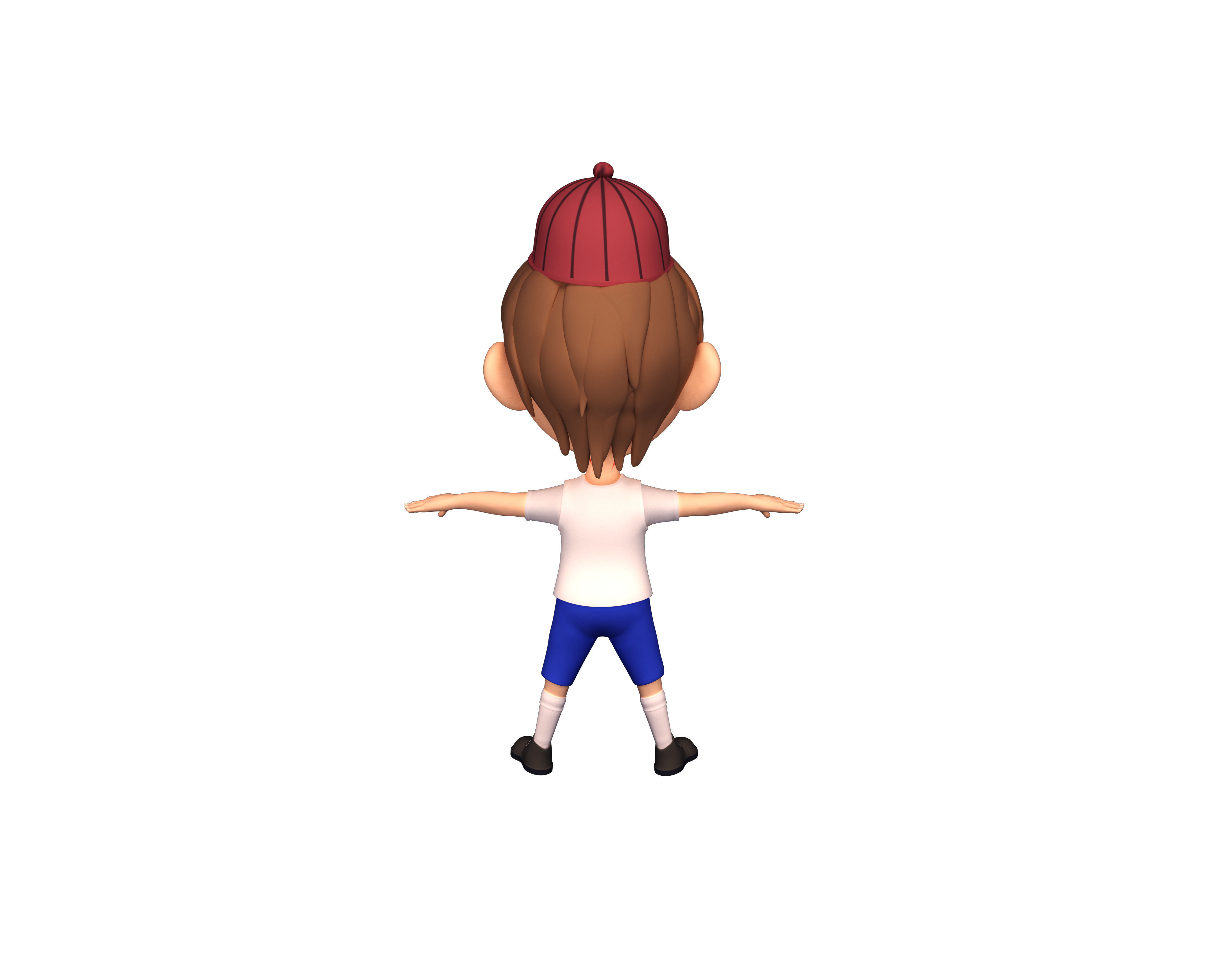 cartoon boy Low-poly 3D model_2