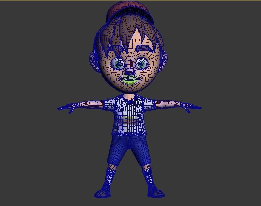 cartoon boy Low-poly 3D model_4