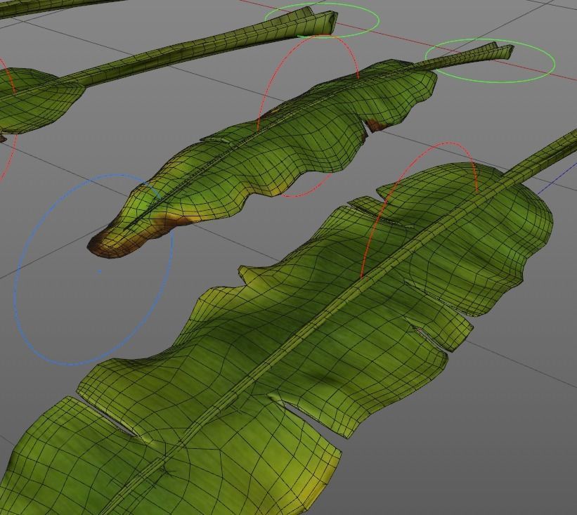 Banana leaves Low-poly 3D model_2