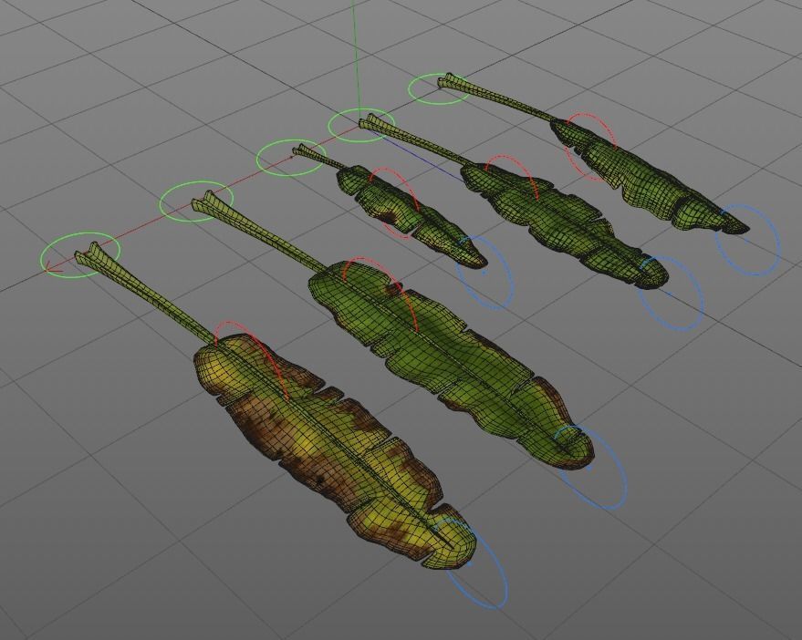 Banana leaves Low-poly 3D model_3