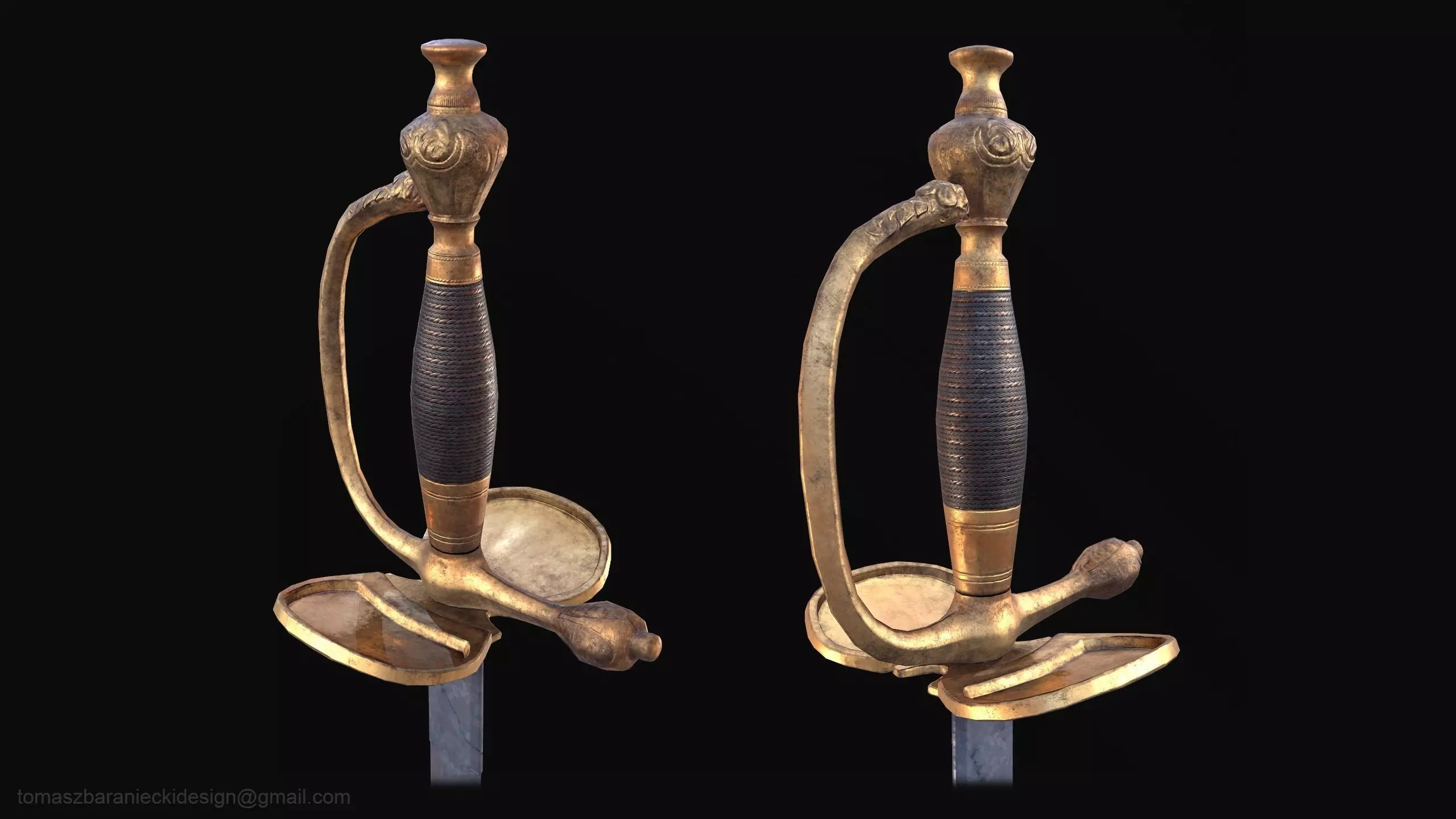 Prussian Officer Sword Low-poly 3D model_0