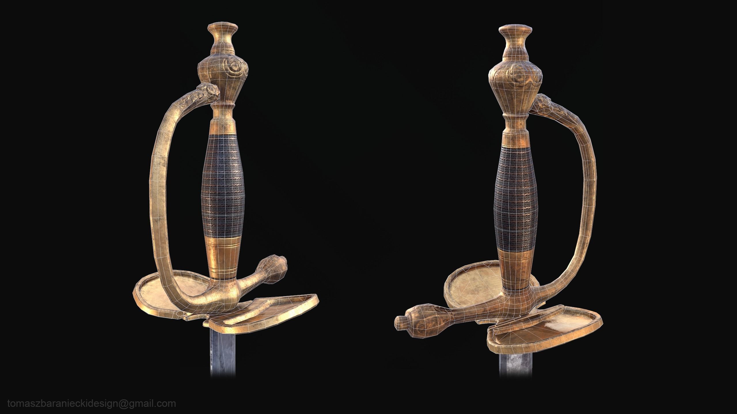 Prussian Officer Sword Low-poly 3D model_2