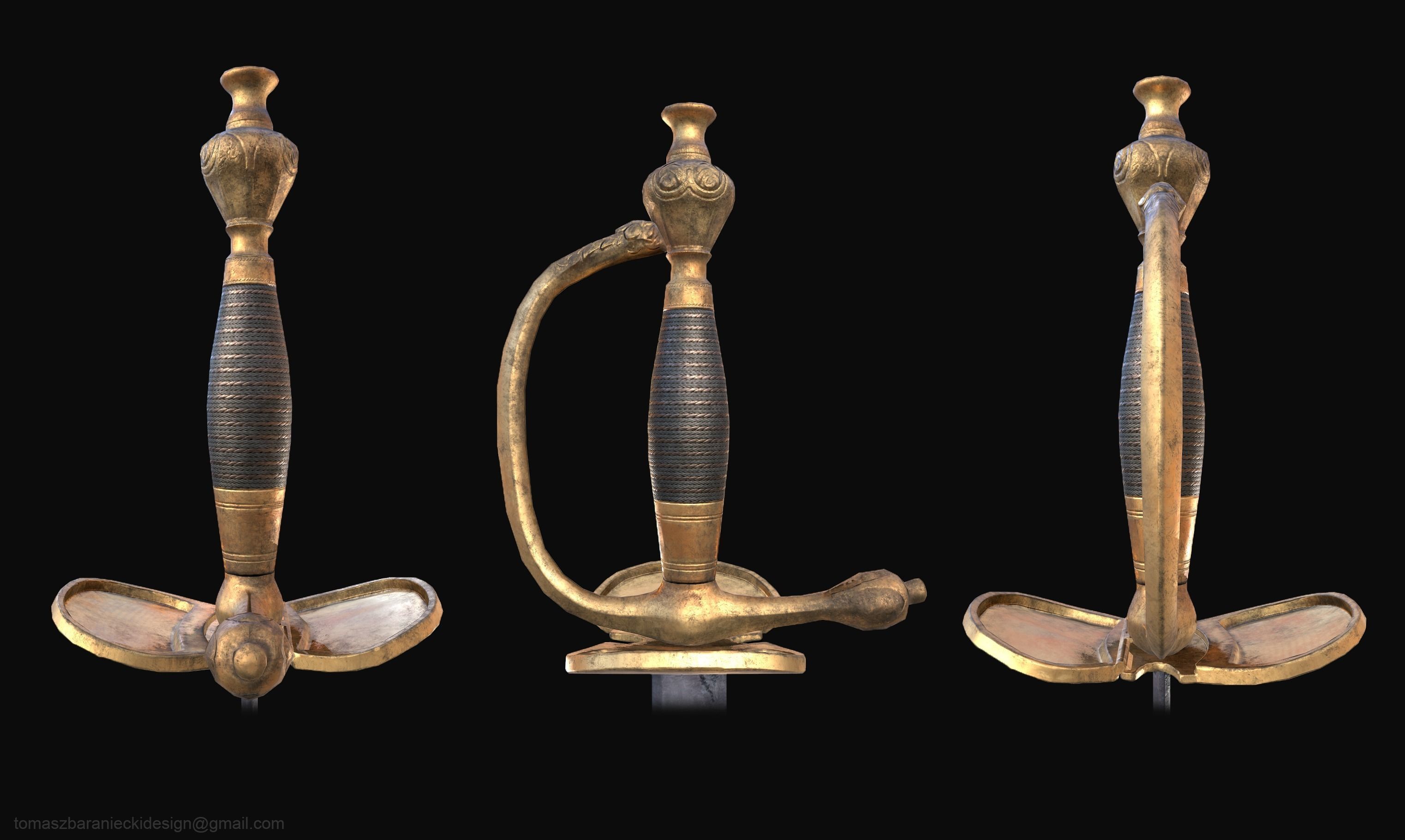 Prussian Officer Sword Low-poly 3D model_3