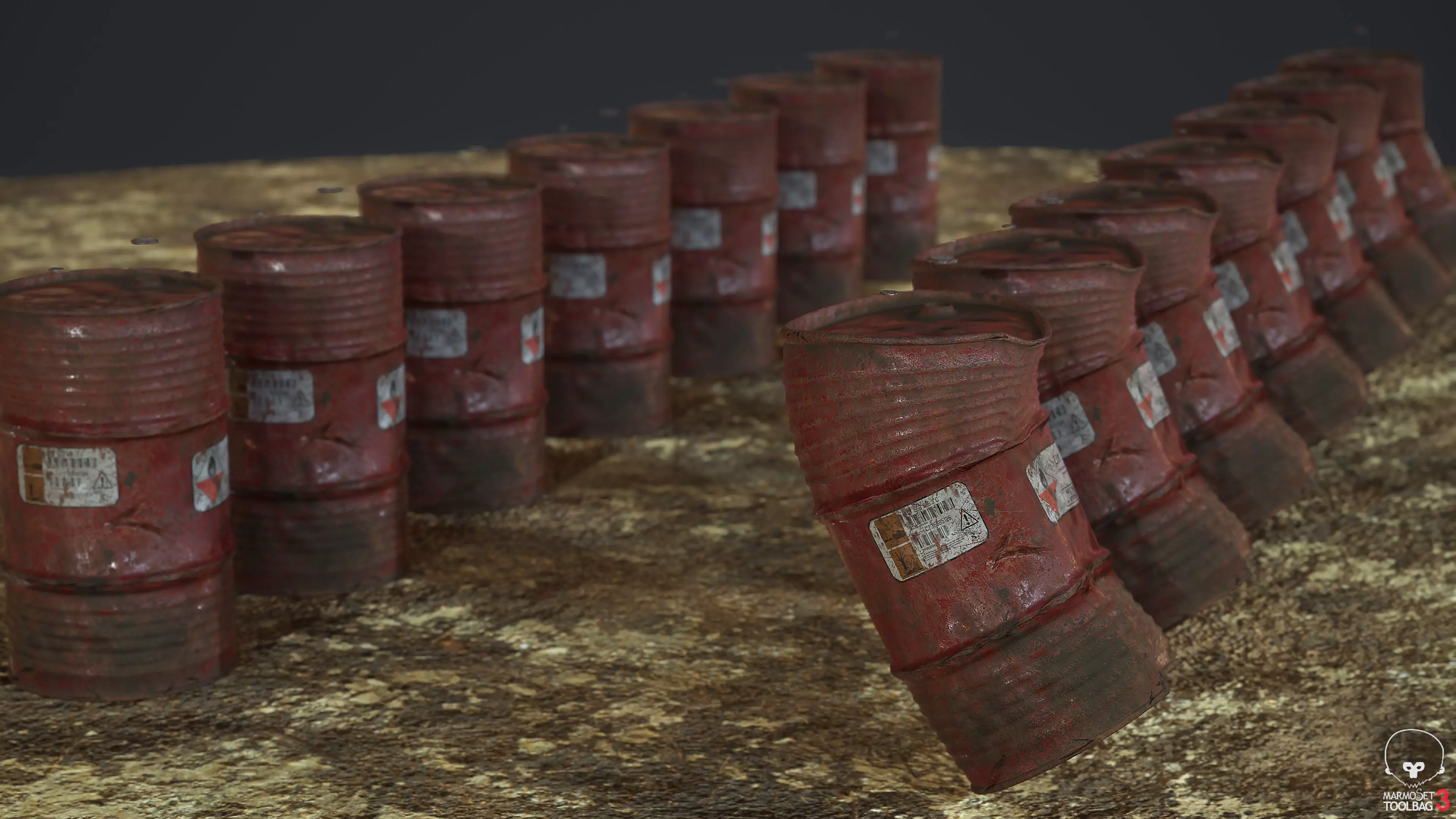 Metal Barrels Low-poly 3D model