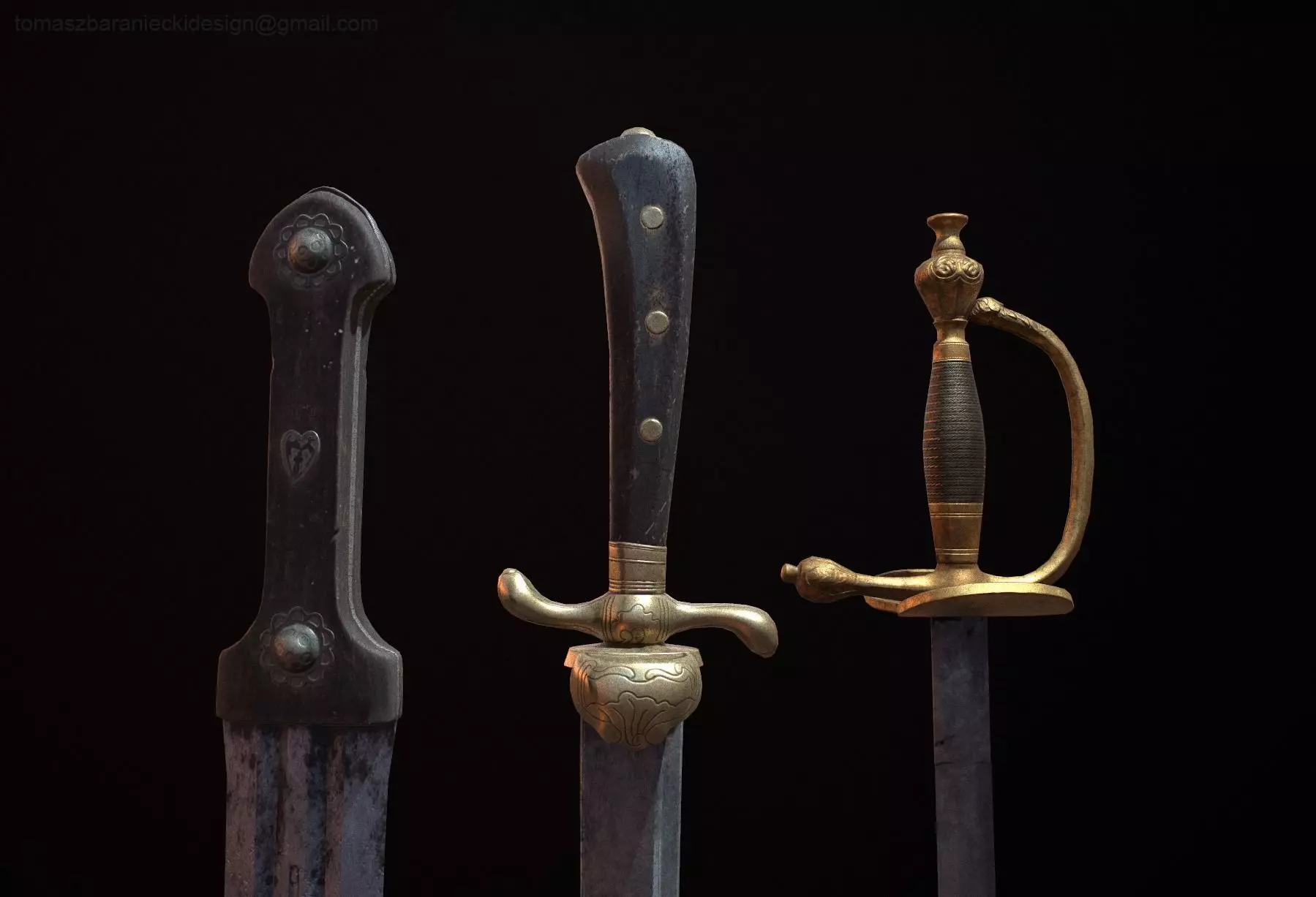 Realistic Historic Dagger and Swords Package Set Low-poly 3D model_0
