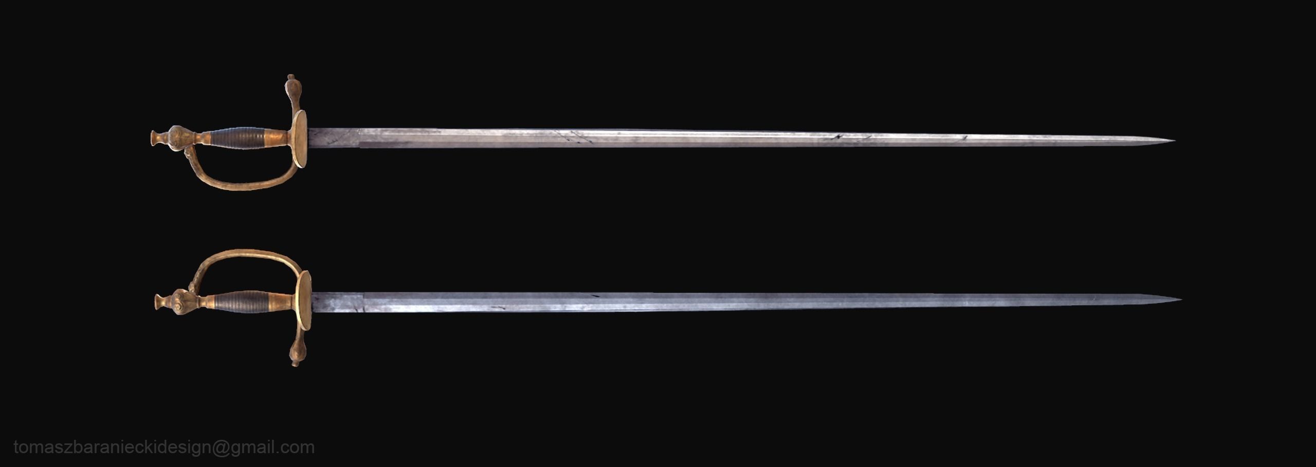 Realistic Historic Dagger and Swords Package Set Low-poly 3D model_4