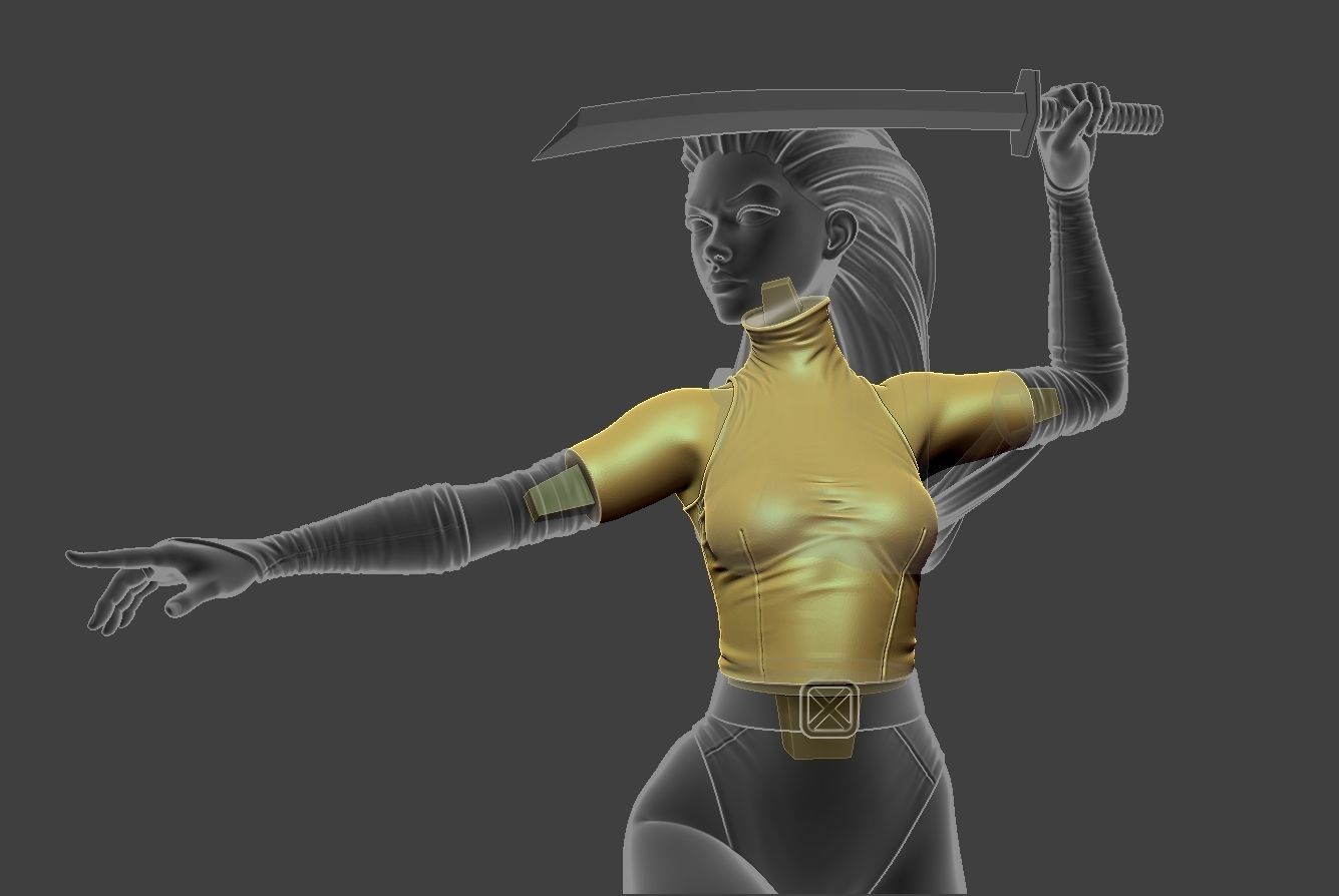 Psylocke Pose 3 3D print model_16