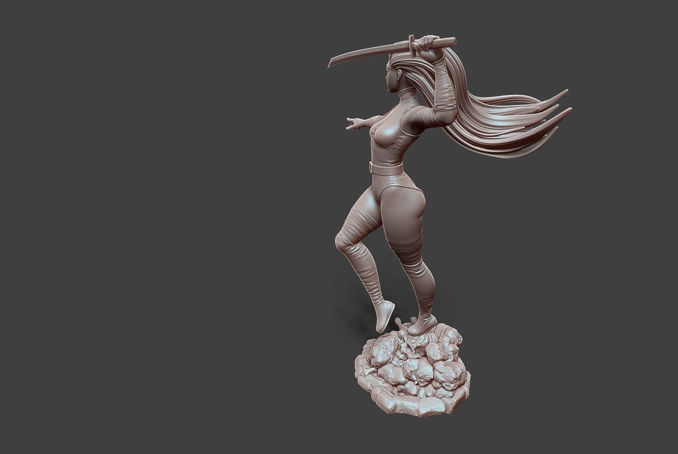 Psylocke Pose 3 3D print model_9