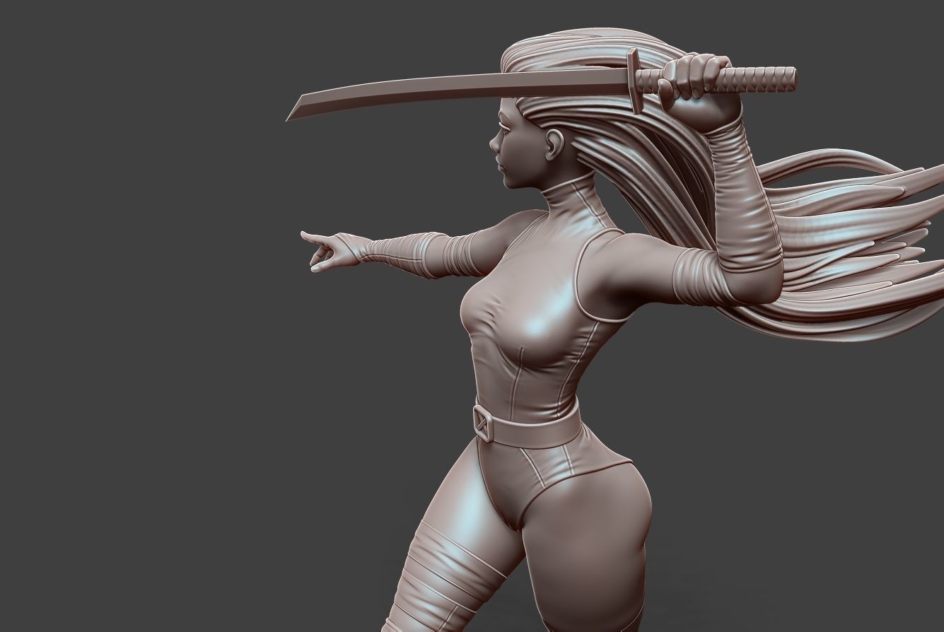 Psylocke Pose 3 3D print model_4