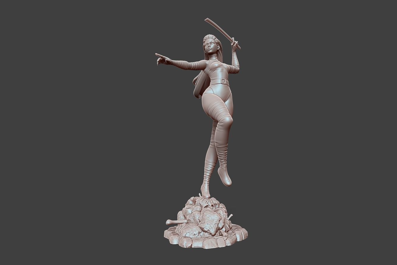 Psylocke Pose 3 3D print model_7
