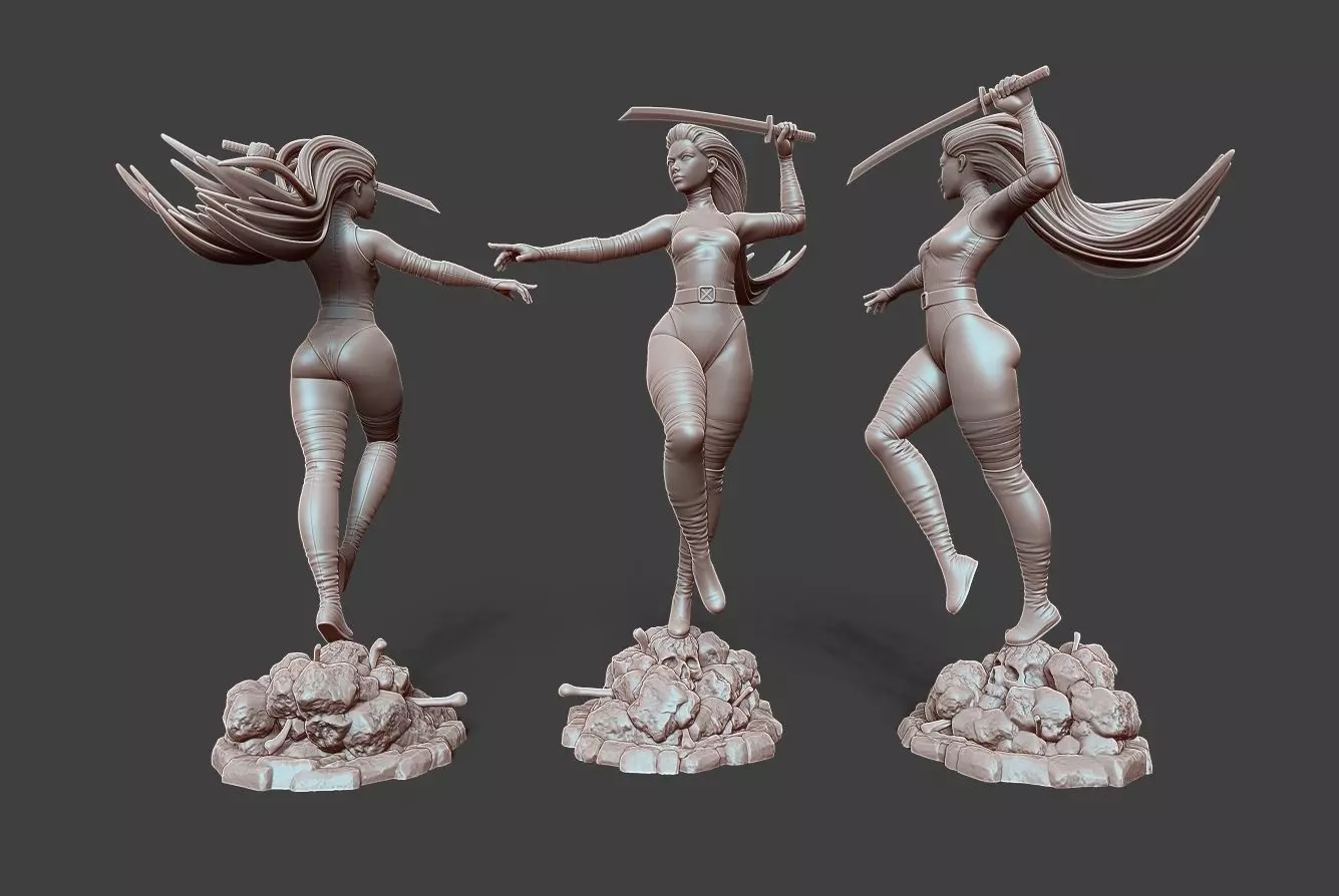 Psylocke Pose 3 3D print model_0