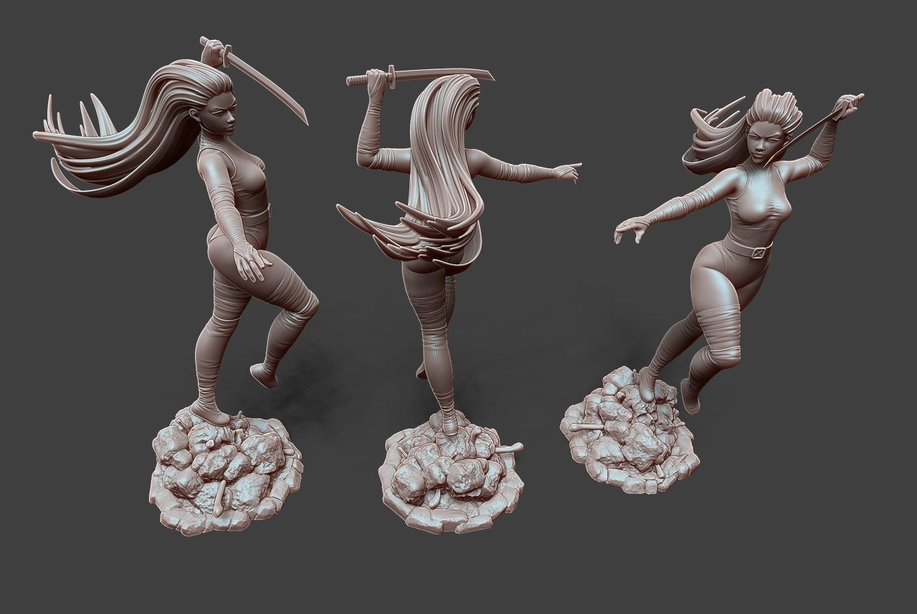 Psylocke Pose 3 3D print model_1