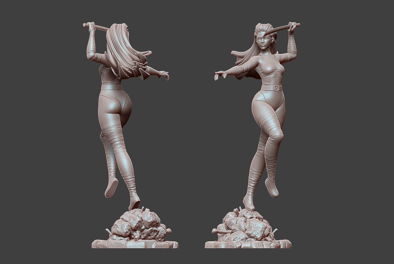 Psylocke Pose 3 3D print model_3