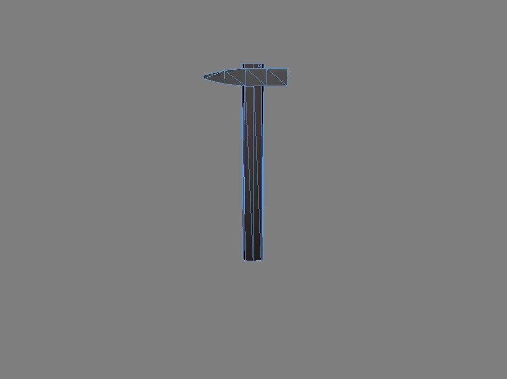 Low-Poly Hammer axe Free low-poly 3D model_1
