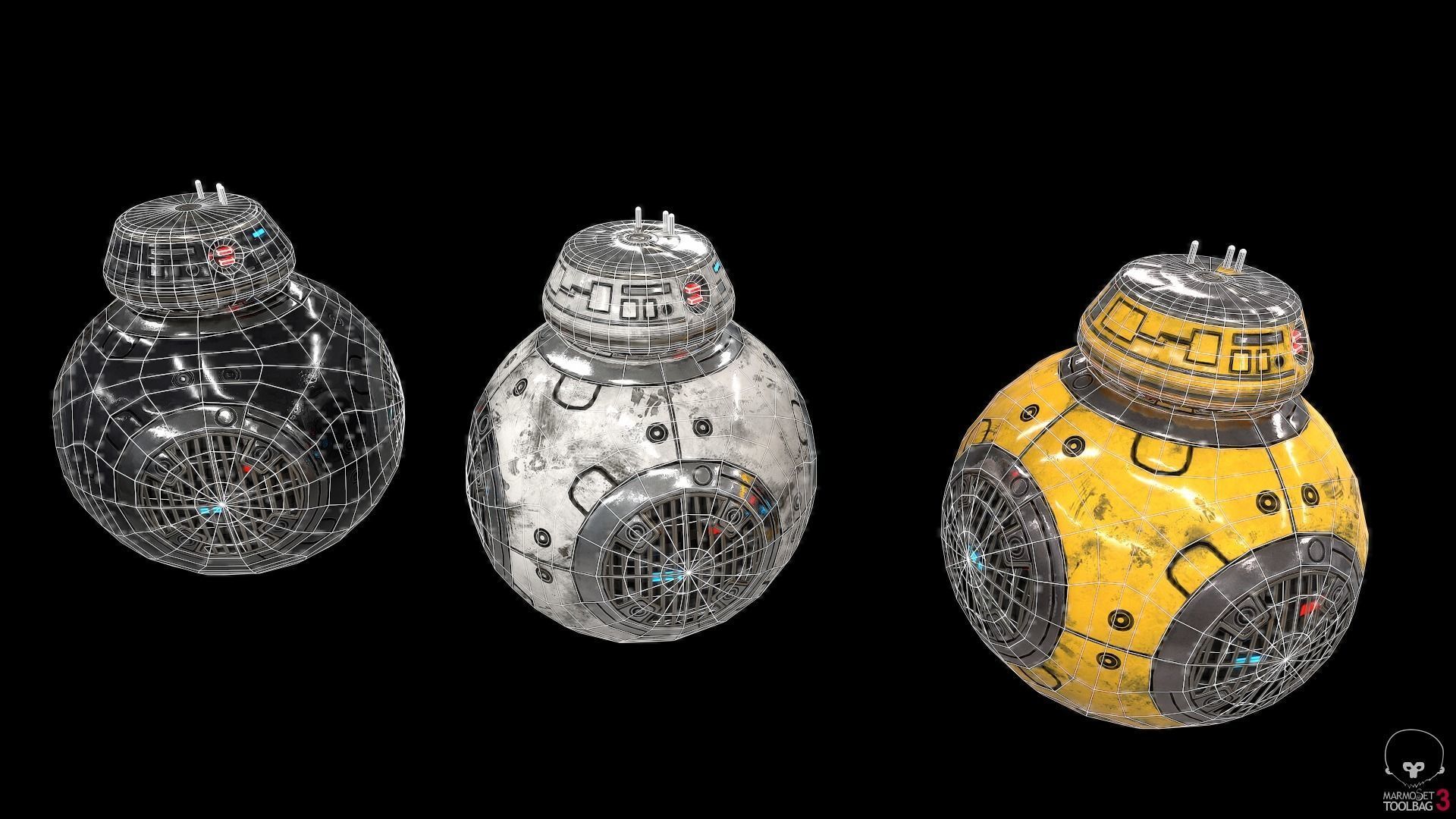 Droid star wars bb Low-poly 3D model_2