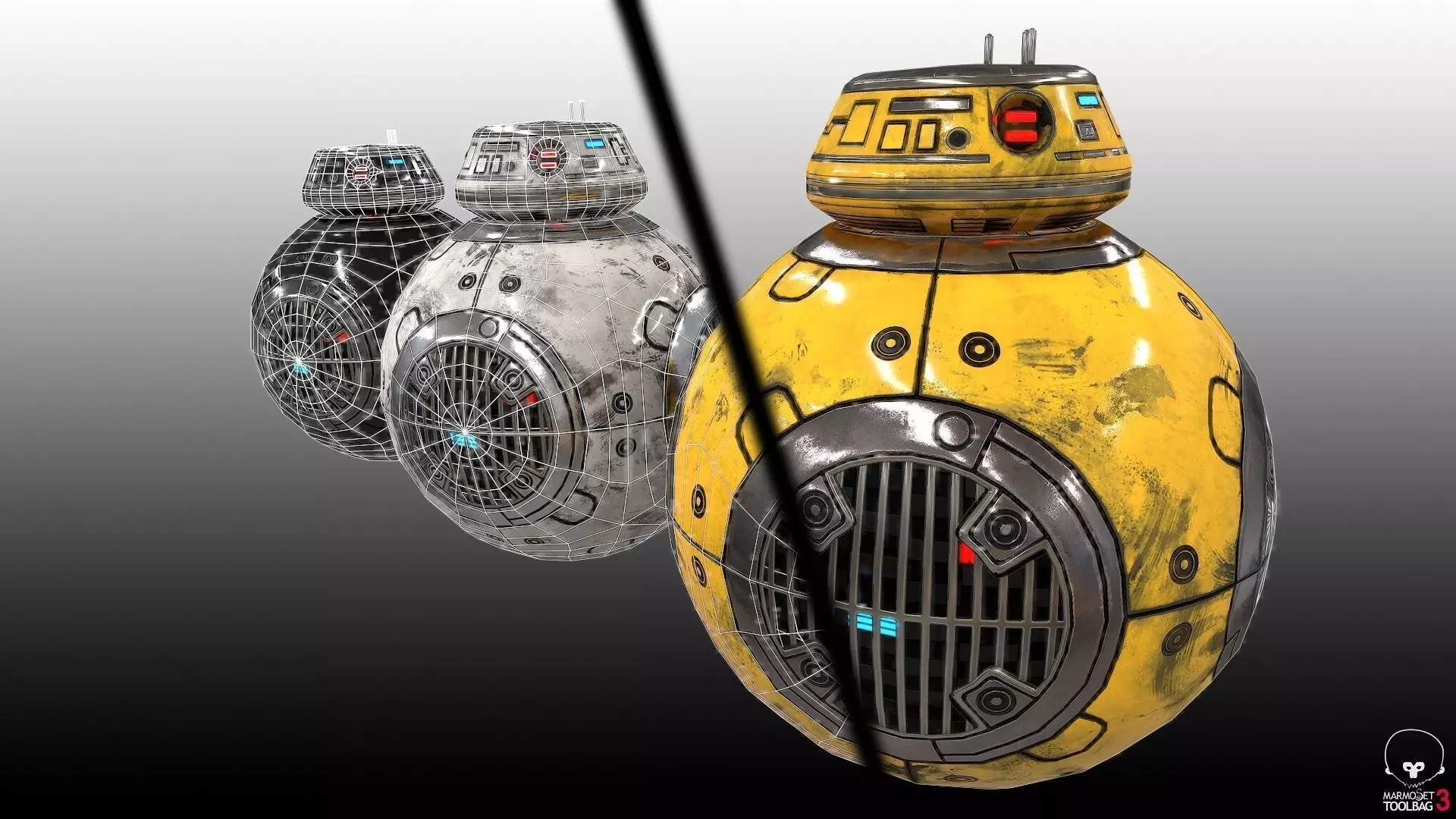 Droid star wars bb Low-poly 3D model_0