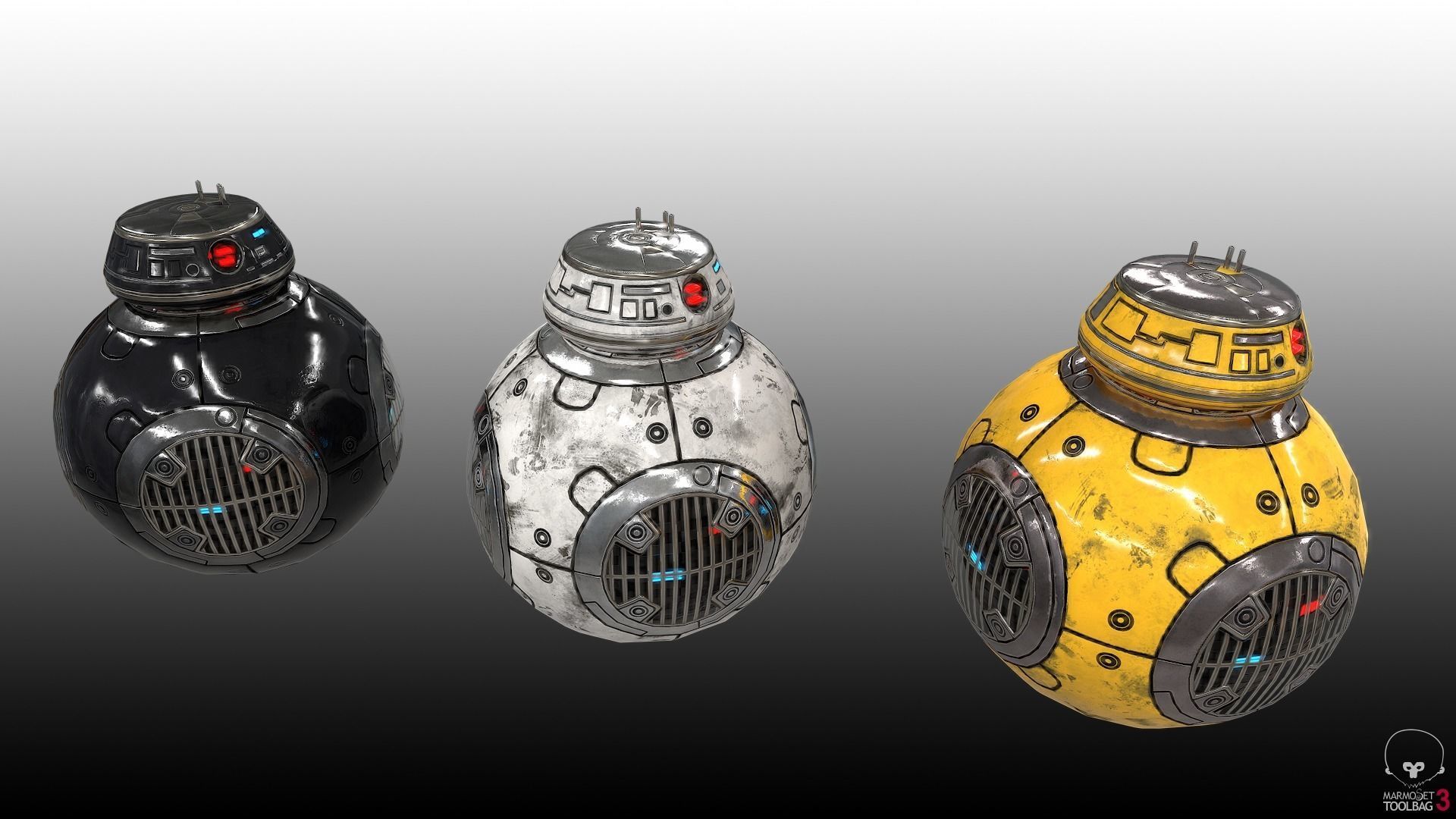 Droid star wars bb Low-poly 3D model_3