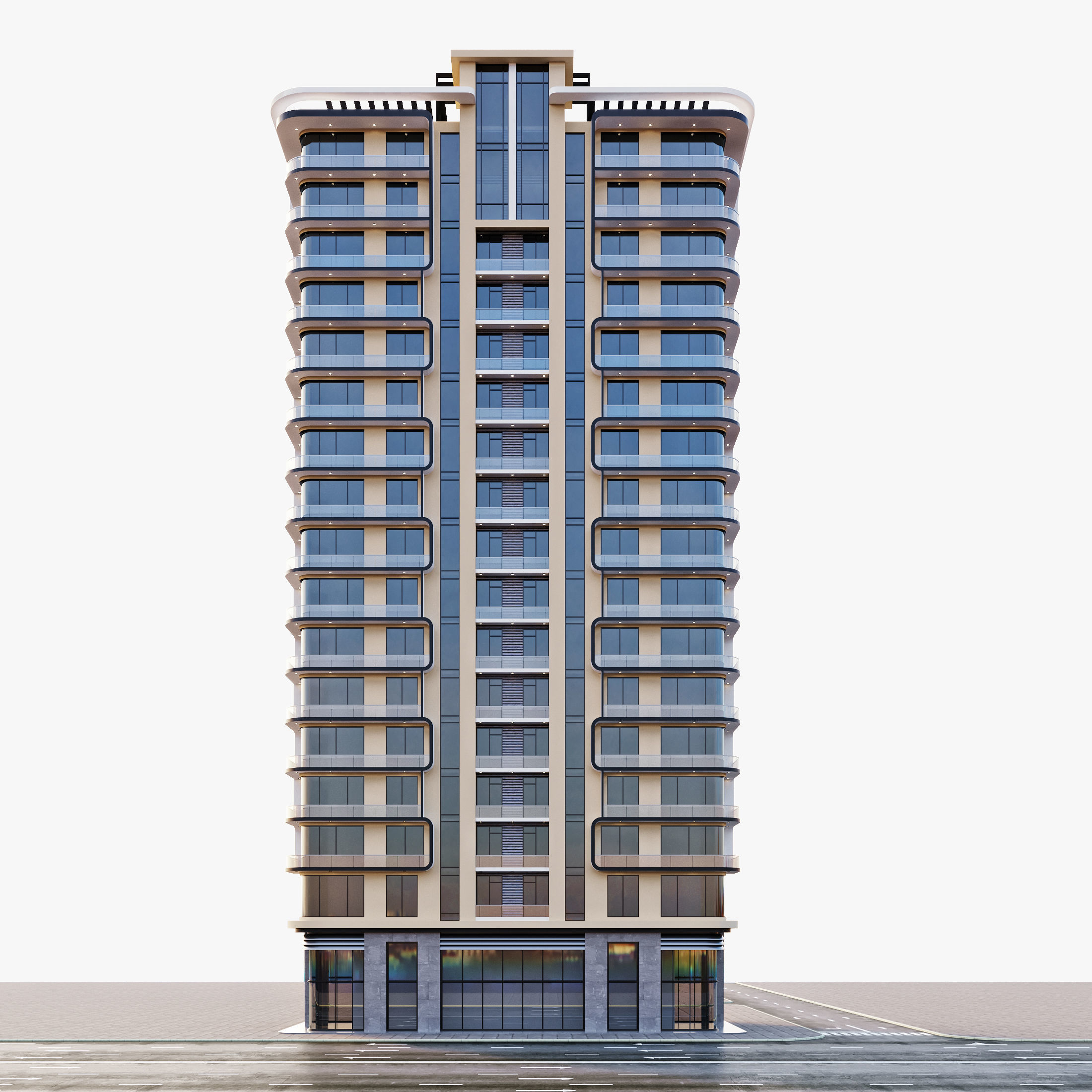 Modern residential building 1 3D model_1