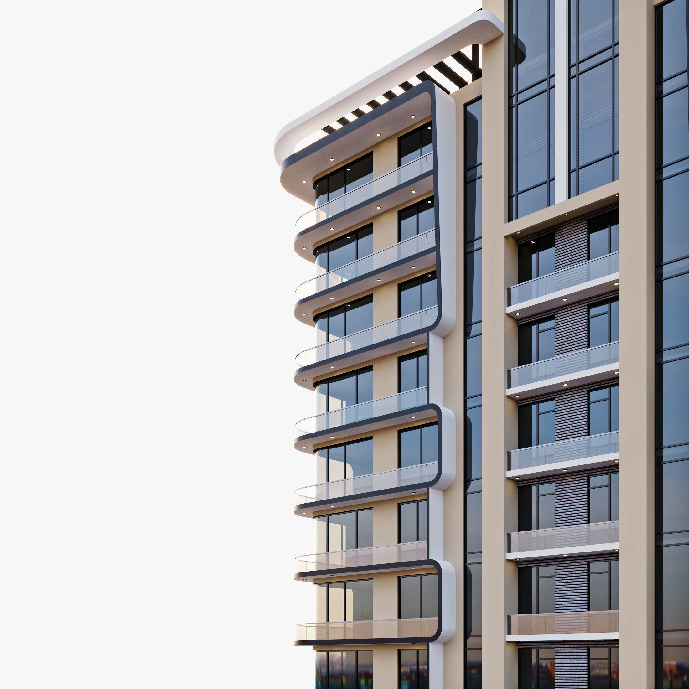 Modern residential building 1 3D model_3