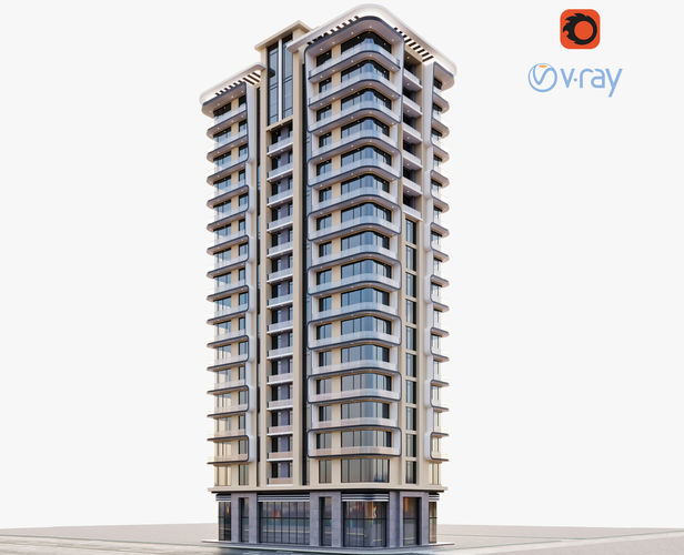 Modern residential building 1 3D model