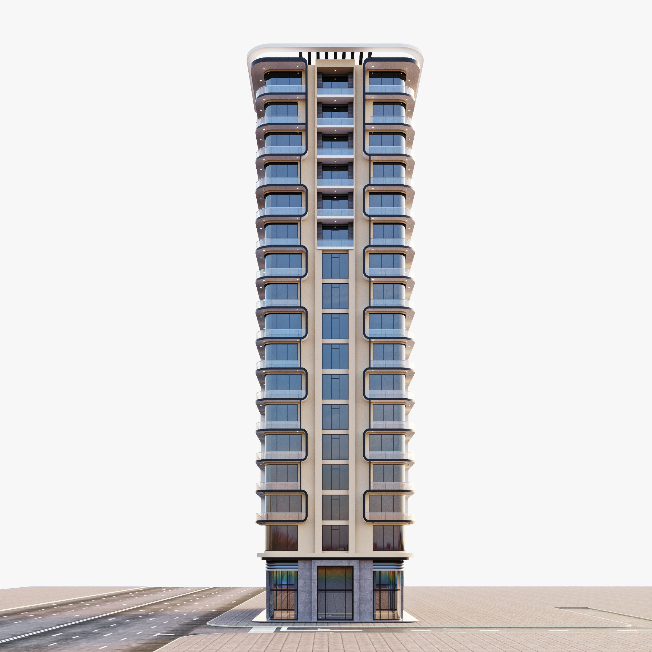 Modern residential building 1 3D model_2