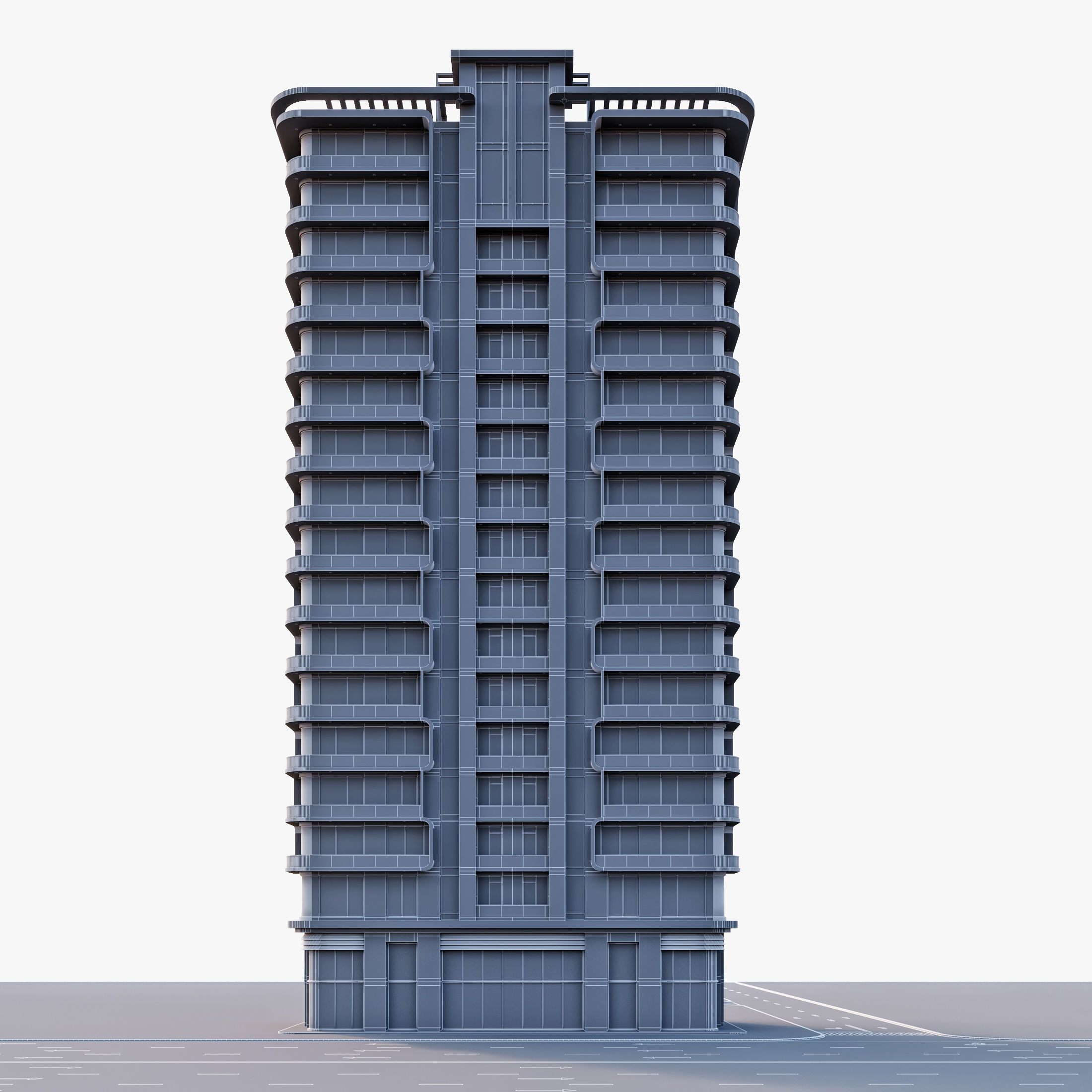 Modern residential building 1 3D model_5