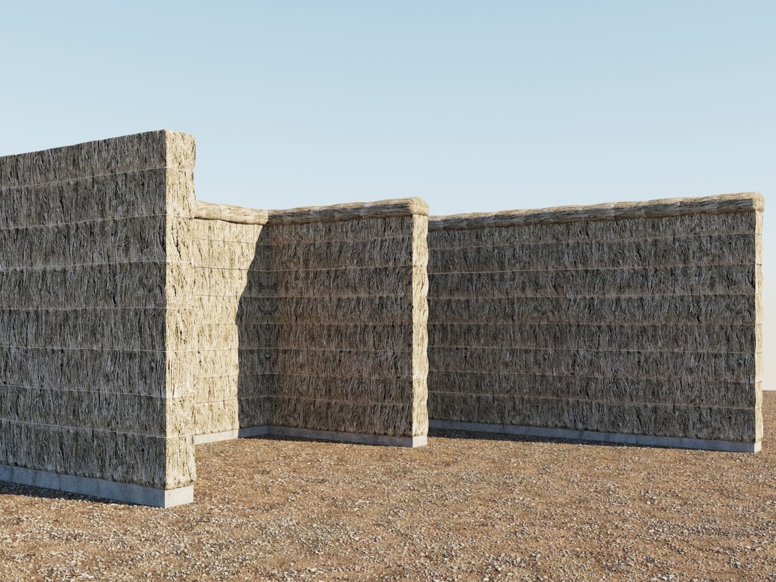 Thatched fence 3D model_2