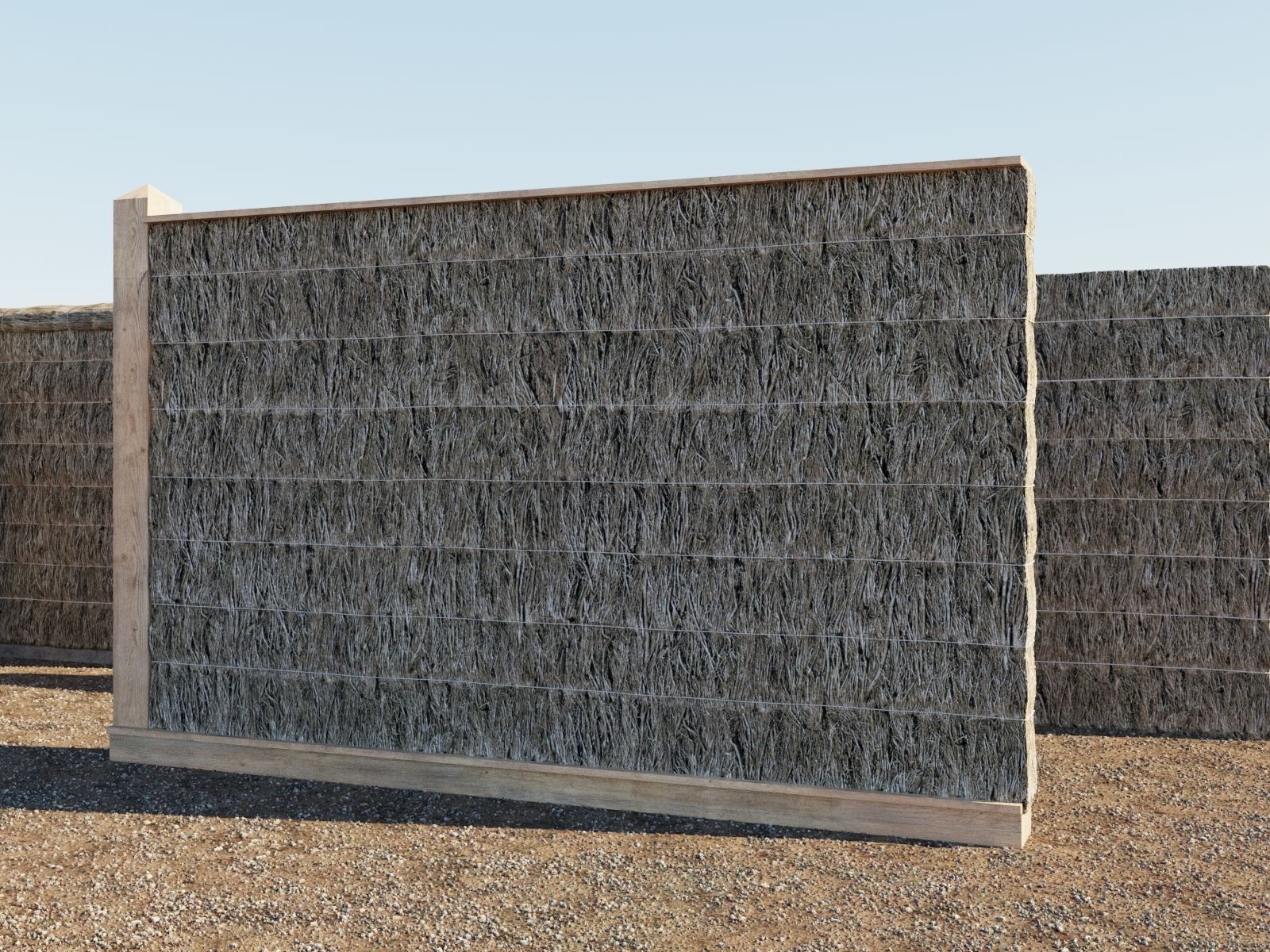 Thatched fence 3D model_4
